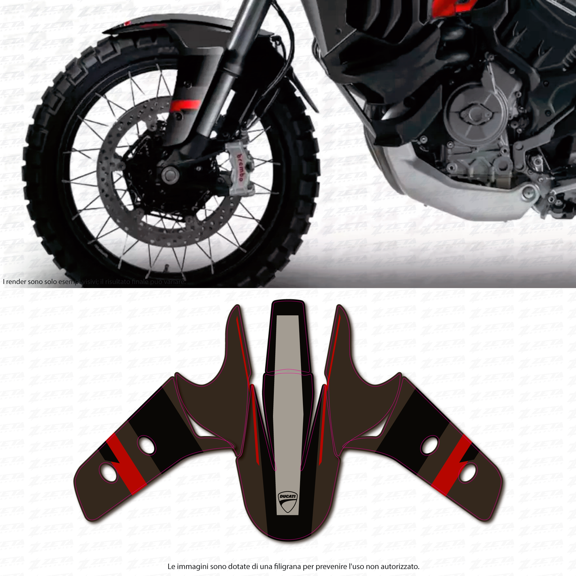 ADESIVI PARAFANGO MOTO 3D Resinati Compatibili Con Ducati Multistrada ADESIVI PARAFANGO MOTO 3D Resinati Compatibili Con Ducati Multistrada