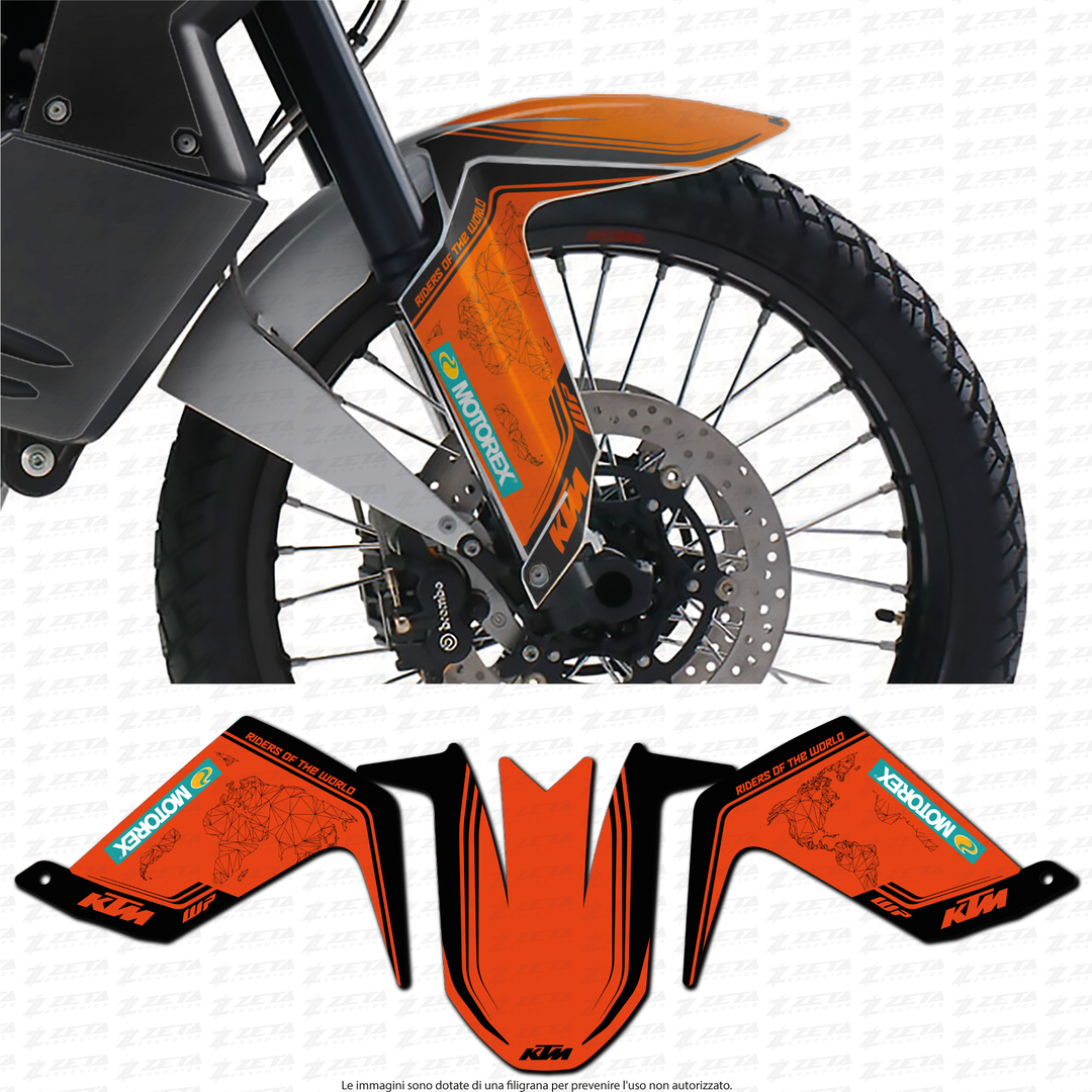 Adesivi Parafango AZ Graphishop Per KTM 1390 Super Adventure R 2025-2026 – Protezione Da Graffi E Urti, Resina 3D Trasparente, Made In Italy, Facili Da Applicare